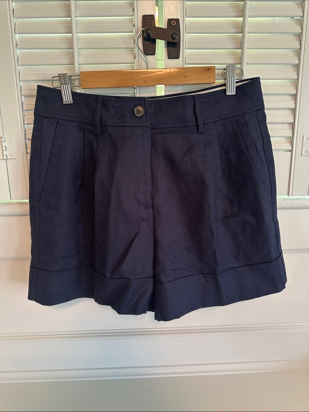 J. Crew Women's Navy Linen-Blend Tailored Shorts